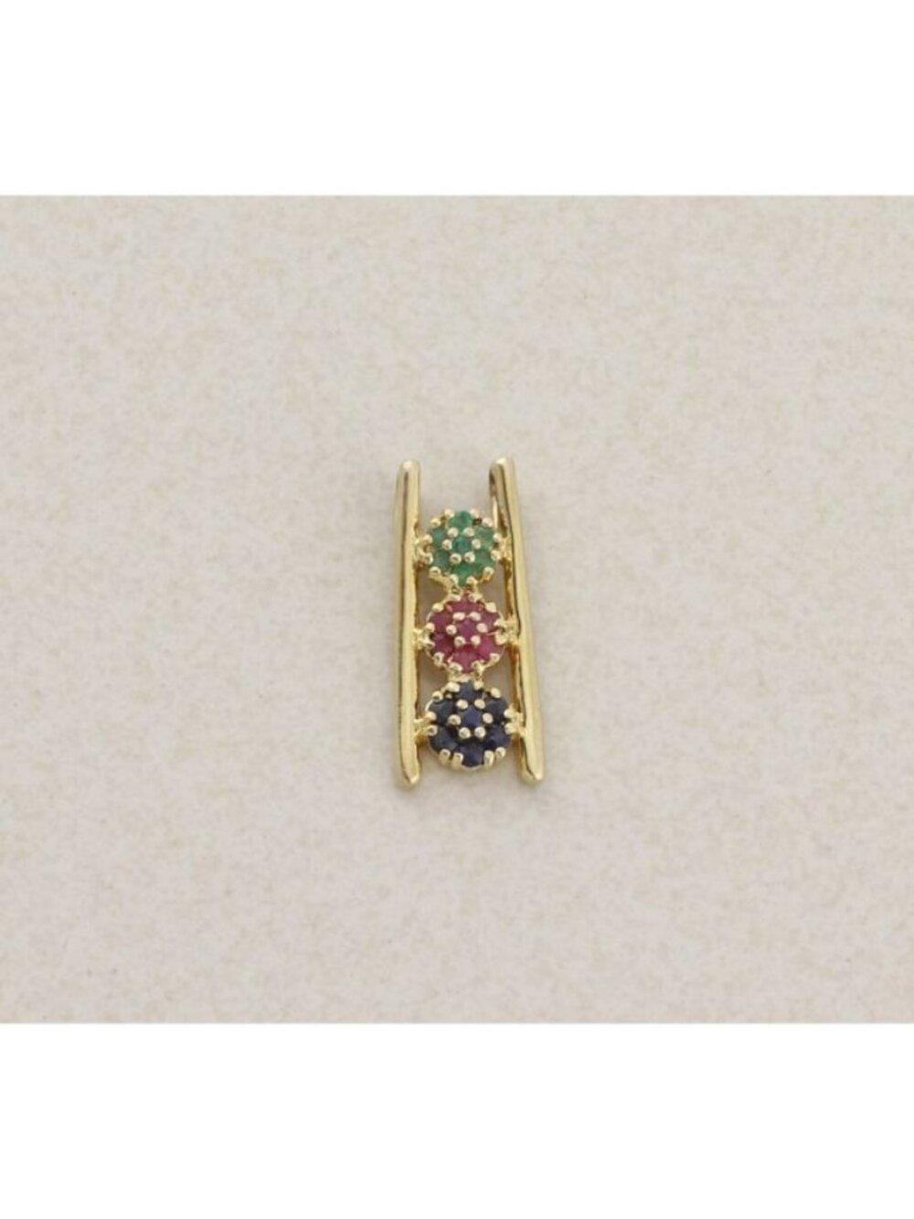 Pendant Only 18k Gold Over Sterling Silver Natural Emerald, Ruby, Sapphire Flowr